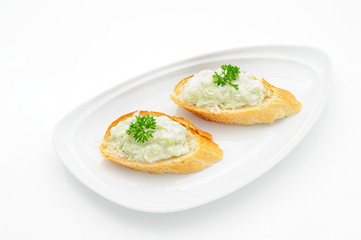 Bruschetta with cheese salad studio shot