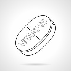 Black line vector icon for vitamins tablet