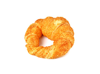 croissant with cheese on white background