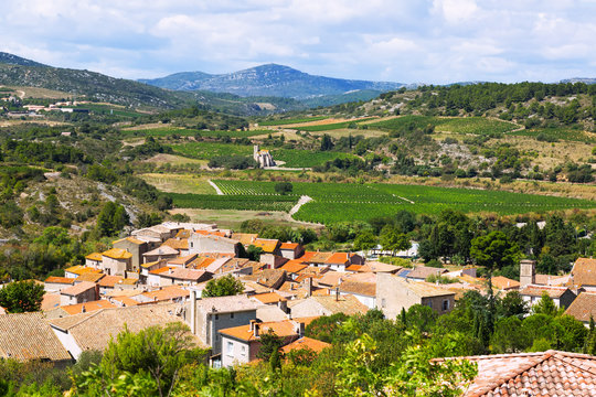 view of  Portel-des-Corbieres roofs from mount