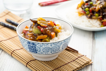 Rice with sweet and sour vegetables - Reis mit süß-sauren Gem