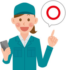 作業員　女性　スマホ　正解