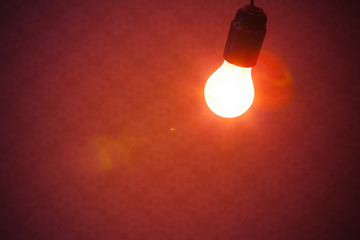 bulb lamp light on red background