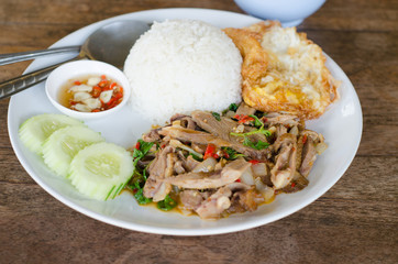 Stir fried duck with holy basil