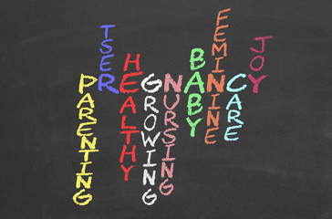 Typography about Pregnancy on chalkboard