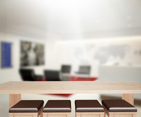 Table Top And Blur Office Background