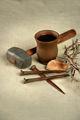 Crown of Thorns and Nails with Communion Elements © R. Gino Santa Maria