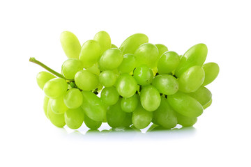 Fresh green grapes isolated on white background