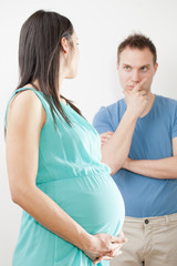 pregnant woman with doubtful husband