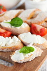 Baguette and cream cheese