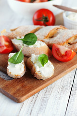Baguette and cream cheese