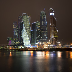 Fototapeta na wymiar Moscow city by the night