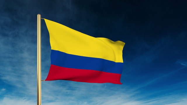 Colombia flag slider style. Waving in the win with cloud