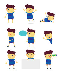 Boy cartoon mascot in many action