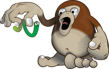 Bigfoot afraid of a worm