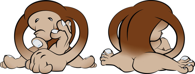 strange bigfoot-like creature front and back