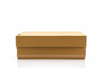 Brown shoe box on white background with clipping path.
