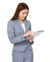 Japanese businesswoman with the tablet