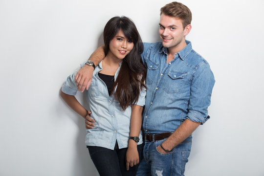 Young happy multicultural couple