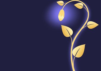 floral background with abstract shine gold flower