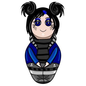The isolated nested doll the goth drawn by hand