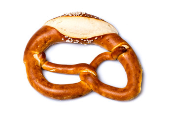 Fresh German pretzel  (Bretzel or Bretze) on white