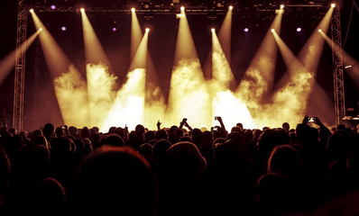 Jubelnde Konzertbesucher auf Rock-Konzert