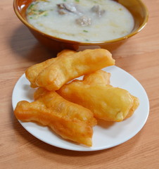 deep-fried dough stick and rice porridge