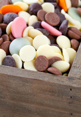 chocolate chip assortment in a wooden box