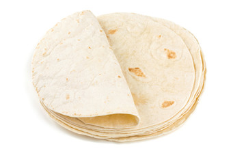 wheat tortillas isolated on white