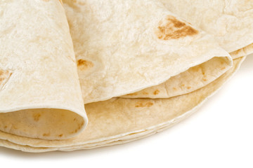 wheat tortillas isolated on white