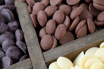 Fototapeta na wymiar chocolate assortment in a wooden box