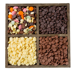 chocolate chip assortment in a wooden box