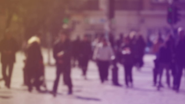 Blur Crowd of People Walking On the Street in Bokeh