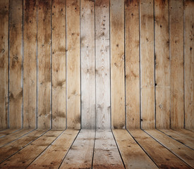 old room with wooden wall and floor, vintage background