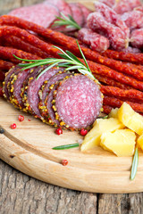 smoked salami, sausages, proschiutto and cheese