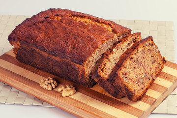 Banana bread with walnuts
