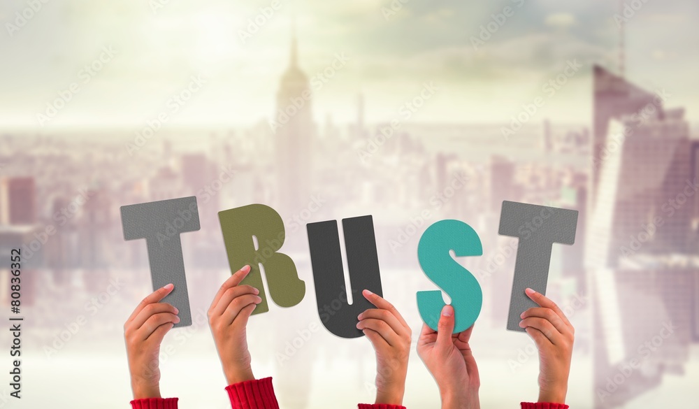 Poster Composite image of hands showing trust
