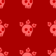 seamless pattern with skulls and roses
