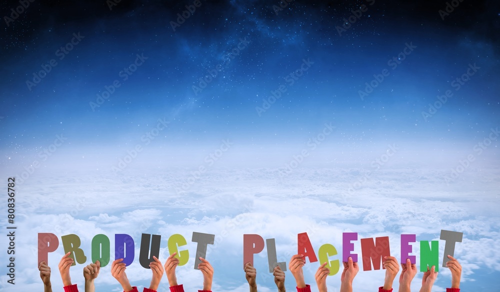 Poster Composite image of hands showing product placement