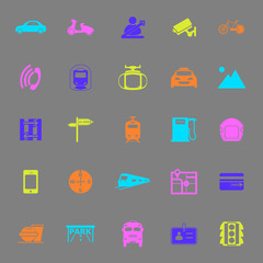 Land transport related color icons on gray background