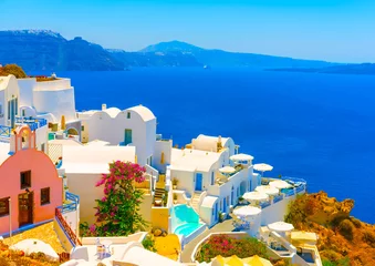 Selbstklebende Fototapete Santorini Blick auf das Meer vom malerischen Oia auf der Insel Santorini in Griechenland