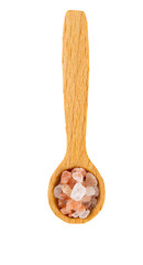 himalayan salt in a wooden spoon