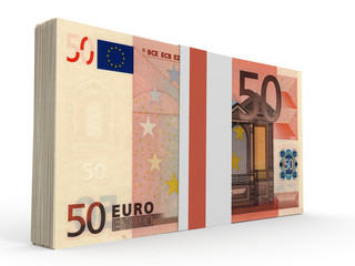 Pack of banknotes. Fifty euros.