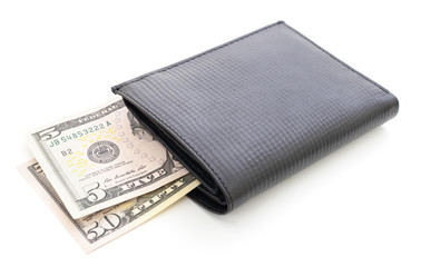 Wallet with dollars.