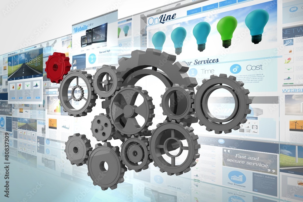 Poster Composite image of cogs and wheels
