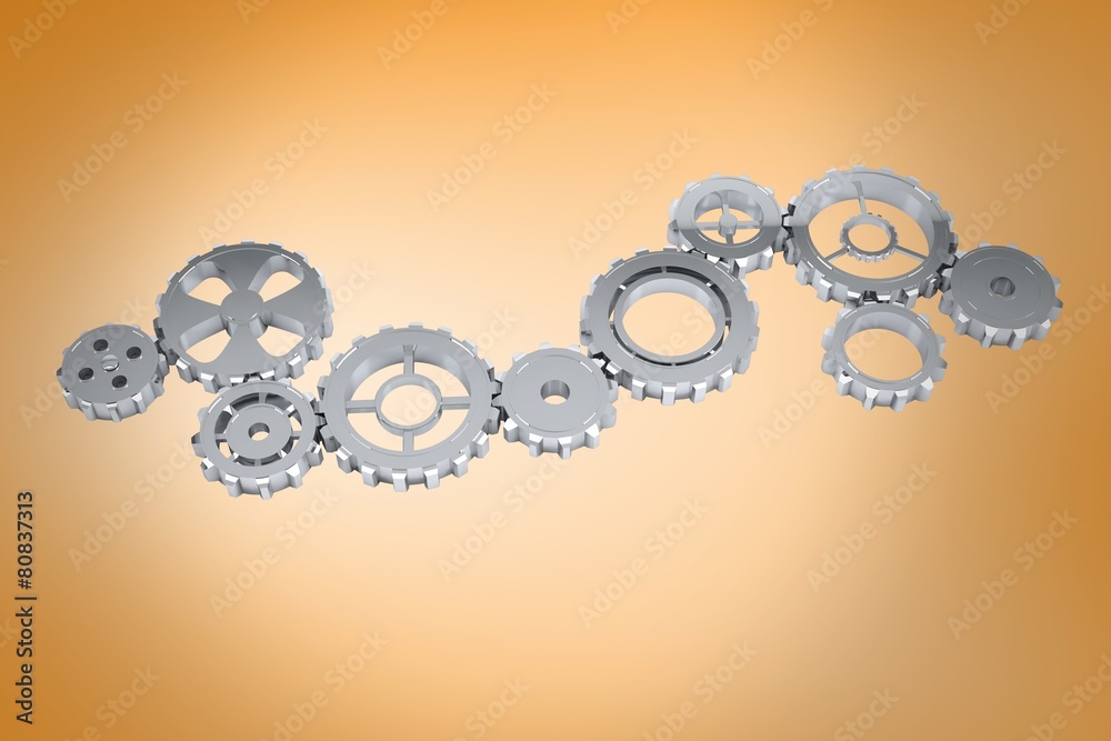 Poster Composite image of cogs and wheels
