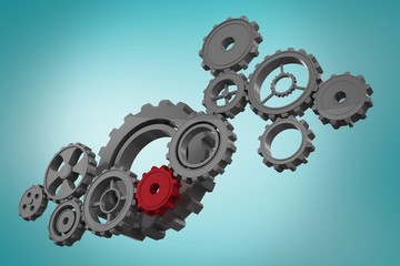 Composite image of cogs and wheels