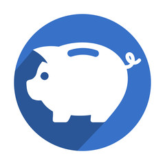 Icono redondo azul hucha con sombra