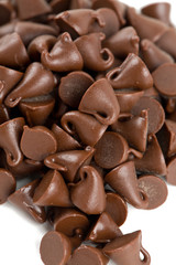 chocolate drops isolated on white